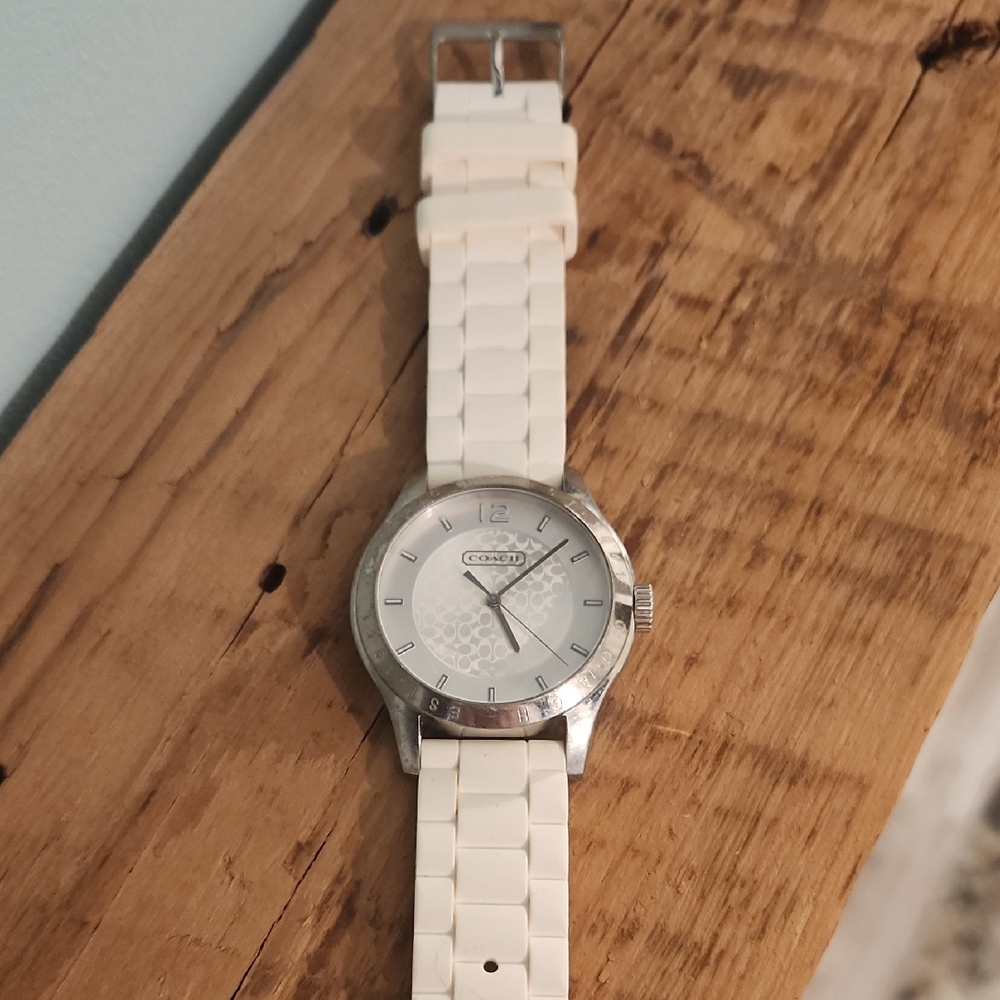 Coach Cream Analog Watch with Silver Accents